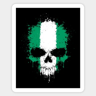 Chaotic Nigerian Flag Splatter Skull Sticker